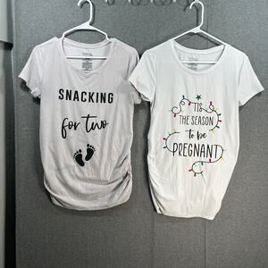 Time and Tru Set of 2 Women's Maternity Graphic T-Shirt Size S